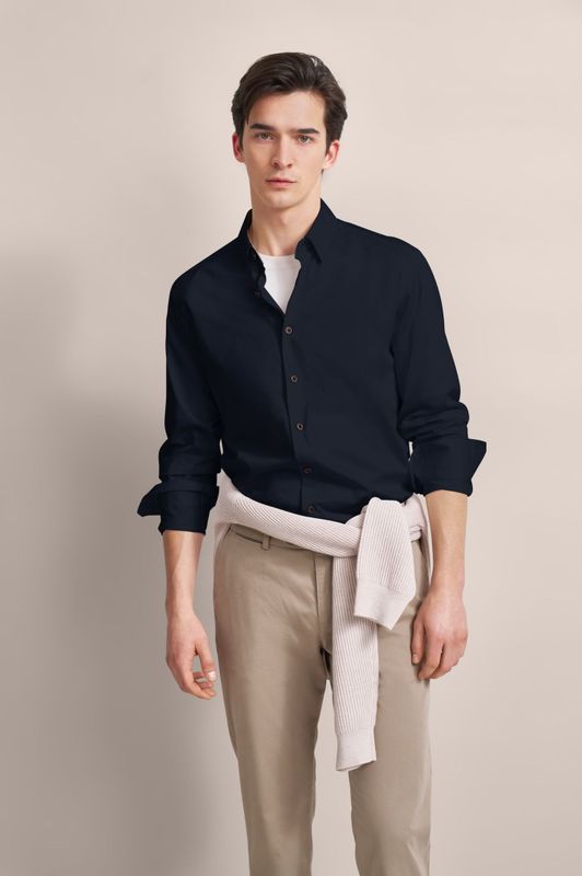 Bugatti - Klassiek Overhemd - Blauw - Heren - 100% Katoen