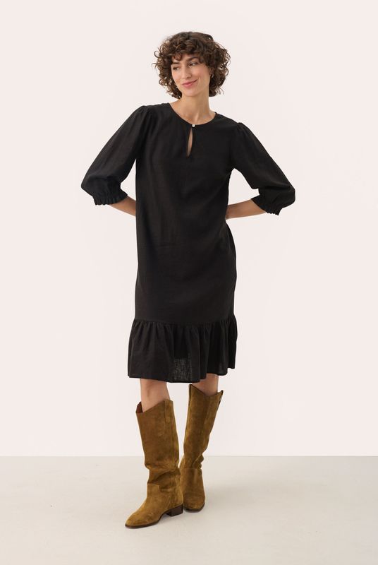 Part Two - Nimi - Jurk - Zwart - Knielengte - Driekwart Mouw