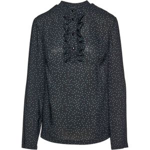 Blouse - Geweven Stof - Polka Dot - Lange Mouwen - Ruffle Detail