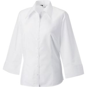 Russell Collection Dames/Dames 3/4 Mouwen TencelÂ® Fitted Shirt (Wit)