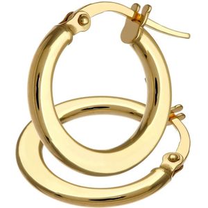 9ct geelgouden klassieke platte creooloorbellen met een diameter van 10 mm