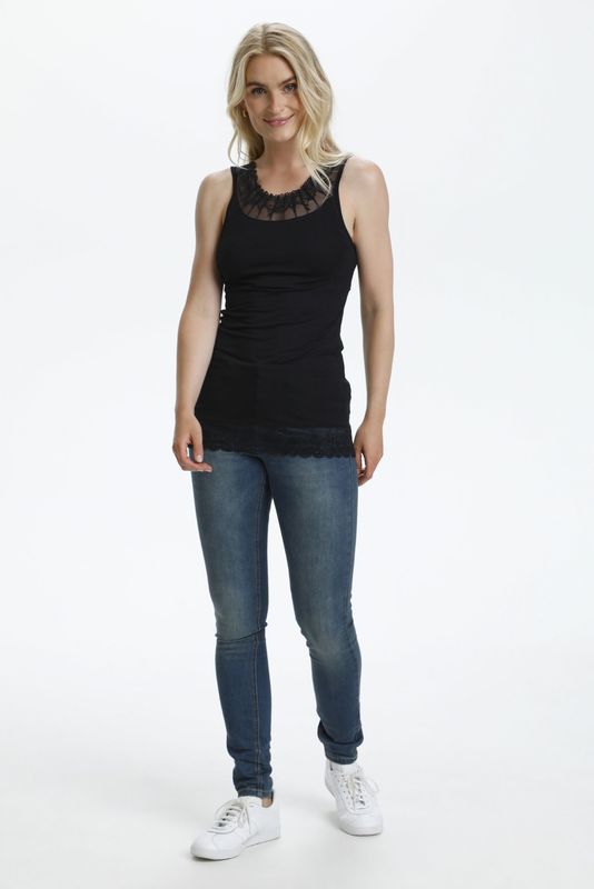 Cream - Florence Top - Spaghetti Top - Pitch Black - Viscose/Elastaan