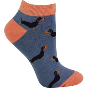 Miss Sparrow - Dames Bamboe Trainer Sokken - Worsthonden (Blauw)
