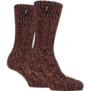 Heren Wol Wandelsokken | Jeep | Gebreide Ribbels Design Gevoerde Buitensokken voor Trekking, Hardlopen, Wandelen - Amber / Bruin