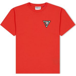 Marcelo Burlon - Juniors - T-shirt - Rood - Multicolour Patch