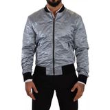 Gequiltede Satijnen Bomberjack Zilver