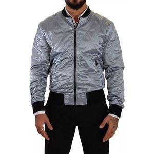 Gequiltede Satijnen Bomberjack Zilver