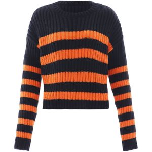 Mymo - Gebreide Trui - Zwart/Oranje - Pullover