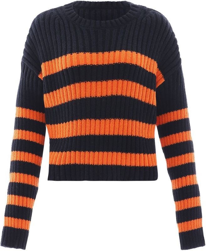 Mymo - Gebreide Trui - Zwart/Oranje - Pullover