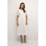 Jurk - Feminine Spring Gardenia - Wit - Midi Lengte - Korte Mouwen