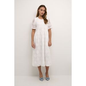 Jurk - Feminine Spring Gardenia - Wit - Midi Lengte - Korte Mouwen