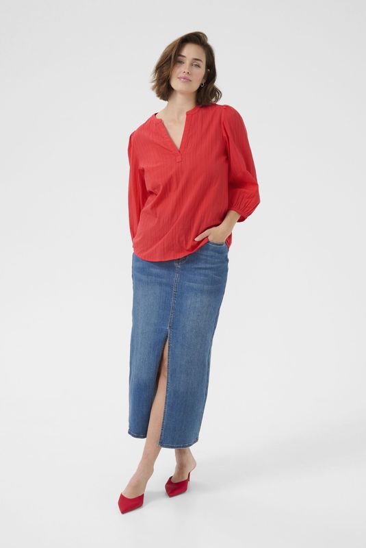 KAFFE - Jollia Zia - Damesblouse - Korte Mouwen - Streepontwerp