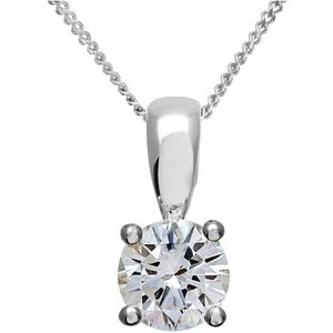 Diamanten solitaire hanger, 18kt witgoud IJ/I ronde briljant gecertificeerde diamanten hanger, 0,75 ct diamantgewicht