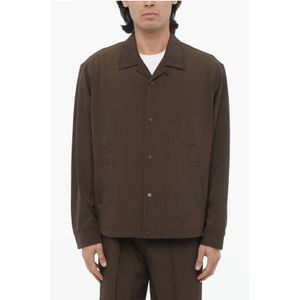 Boxy Fit Overshirt met Drukknopen in Bruin