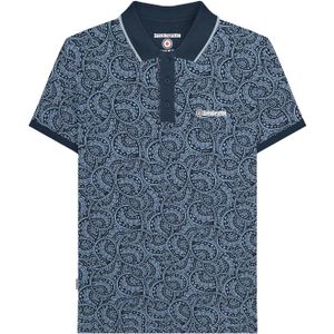 Lambretta Heren AW24 Paisley Tonal Polo Shirt (Marine/Donkerblauw)