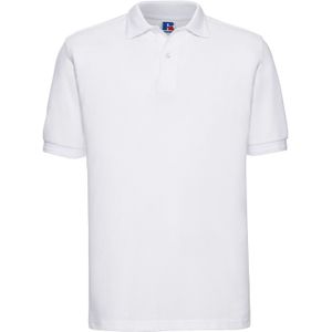 Russell Heren Polycotton Pique Slijtvast Poloshirt (Wit)
