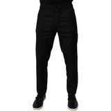 Dolce & Gabbana - Broeken - Zwart - Luxueuze Wollen Joggingbroek met Logo