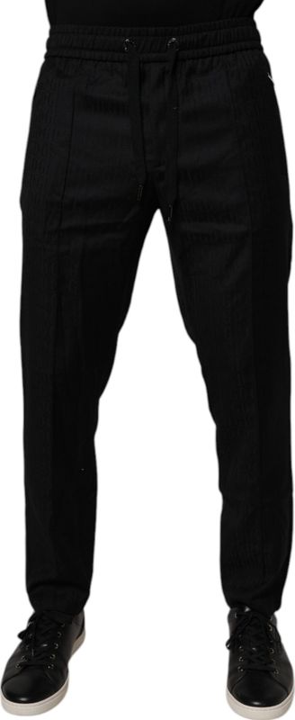 Dolce & Gabbana - Broeken - Zwart - Luxueuze Wollen Joggingbroek met Logo