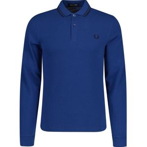 Fred Perry - Poloshirt - Donkerblauw - Lange Mouwen - Dubbele Getipte Kraag