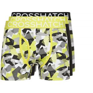 Crosshatch Heren Crystaline Boxershorts (Set van 3) (Lime/Zwart/Grijs)