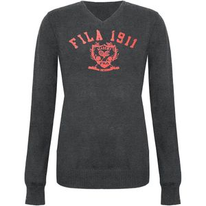 Fila - Donkergrijze Trui - V-hals - Dames
