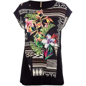 Mouwloze Top - Conquista - Print - Zwart - Stretch Jersey Stof