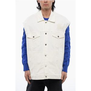 Oversized 90SLOGO denim vest in wit