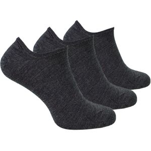 Steven - 3 Paar Heren Merino Wol Onzichtbare Sokken | Ademende Lichte Sokken - Houtskool