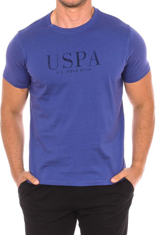 U.s. Polo Assn. - T-shirt - Paars - Katoen - Korte Mouwen met Geribbelde Halslijn