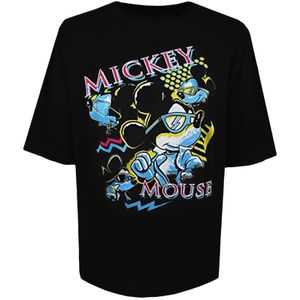 Disney Dames/dames 90Â´s Mickey Mouse Shades Oversized T-shirt (Zwart/Blauw/Roze)