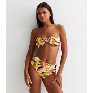 Bandeau-top van tropische palm met schelp en hoog getailleerde bodem met ruches