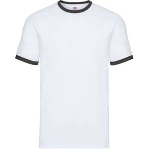 Fruit of the Loom Unisex Ringer T-shirt voor volwassenen (Wit/zwart)