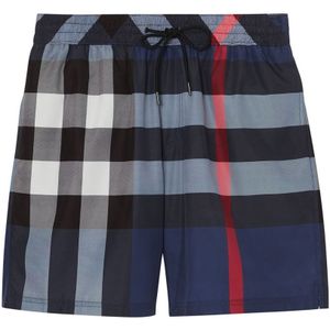 Burberry Zwemshort Met Grote Ruit In Blauw - Maat S