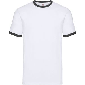 Fruit of the Loom Heren Ringer T-Shirt (Wit/zwart)