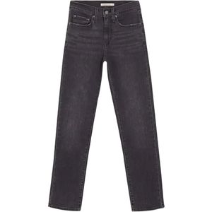Levis Dames/Dames 724 Out Of Mind Leather Patch Straight Leg High Rise Jeans (Zwart)