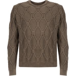 Guess - Ronde Hals Pullover - Bruin - Katoen - Heren