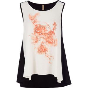 Imprimétops - Mouwloze Top - Ecru - Met Printdetail