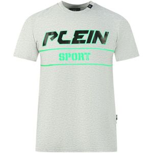 Plein Sport Green Highlighted Block Logo Grey T-Shirt