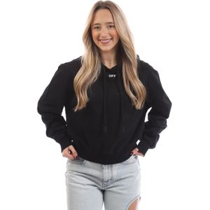 Vrouwen Off White Off Stamp Cropped Hoodie in Zwart-Wit