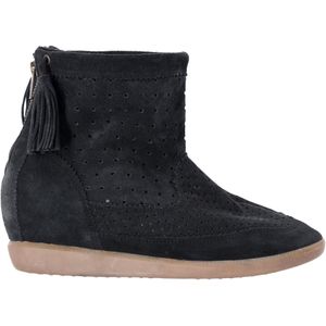 Isabel Marant Basley Wedge Enkelboots met Kwastjes in Zwart Suède