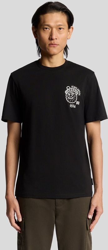 Lyle & Scott Highlander Grafisch Katoenen T-shirt - Zwart