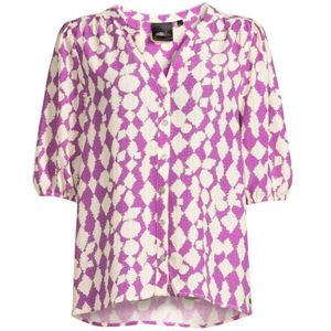 Poools blouse met grafische print paars/ivoor