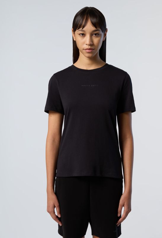 North Sails - T-shirt - Zwart - Katoen - Brede Hals - Korte Mouwen