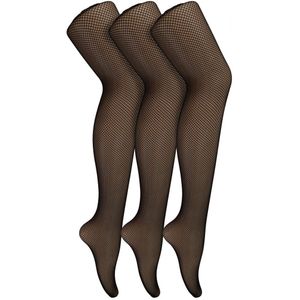 Sock Snob - Dames Fishnet Panty's 3 Paar | Stijlvolle Kousen voor Dansfeesten - Zwart