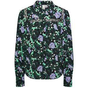 Y.A.S blouse YASKATYRA  met all over print zwart/groen/lila