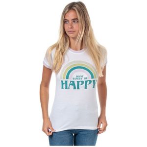 Brave Soul Be Happy T-shirt voor dames, maat 38, lila