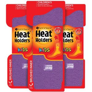 Heat Holders - Set Van 3 Thermo Wintersokken Voor Kinderen - Paars - Maat 35.5 - 38