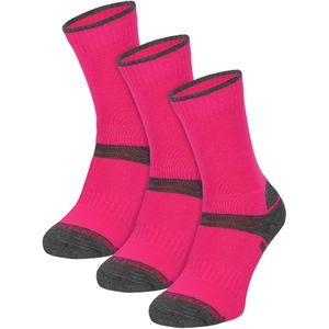 3 Paar Multipack Kids Merino Wol Wandelsokken | Lichte Antiblister Sokken voor Jongens & Meisjes - Roze