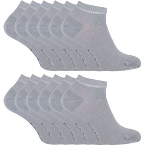 Sock Snob 12 Paar Heren Bamboe Trainer Sokken, Ademende Kussensokken voor Zomer - Grijs