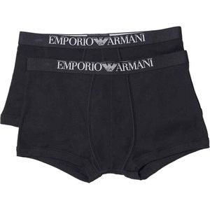 Emporio Armani Heren Boxershorts Katoen Ribbels (Set van 2) (Zwart)
